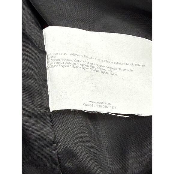 Espirit womens Black Button Down Mid Length Double Breasted Trenchcoat Sz 10 - Picture 13 of 13